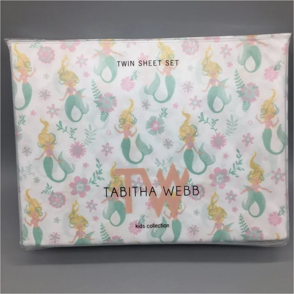 7pc Tabitha Webb Mermaid TWIN SHEET COMFORTER PILLOW Set Ocean Pink Designer NEW